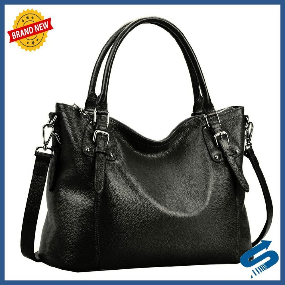 Genuine Leather Tote Shoulder Bag with Adjustable Strap Multi-Wear